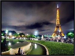 Francja, Eiffla, Wieża, Widok, Paryż